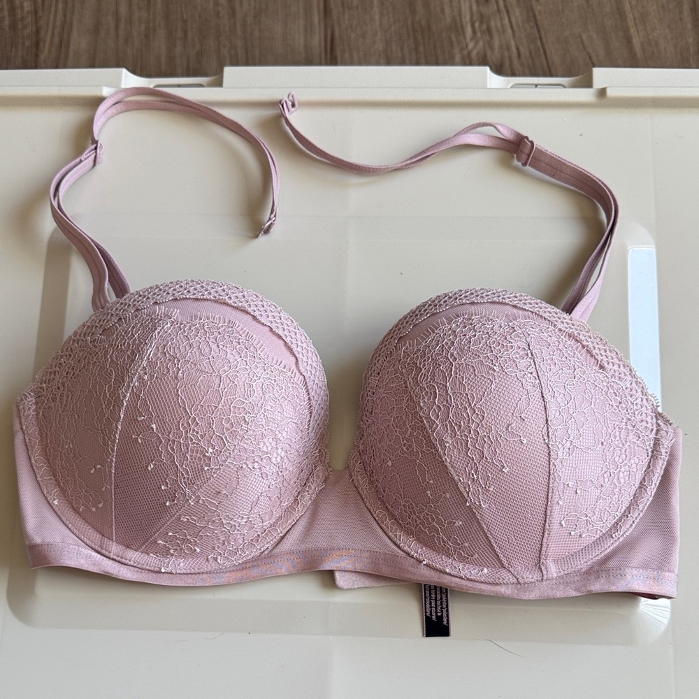 Elegant Lace Push-Up Bra - Pink